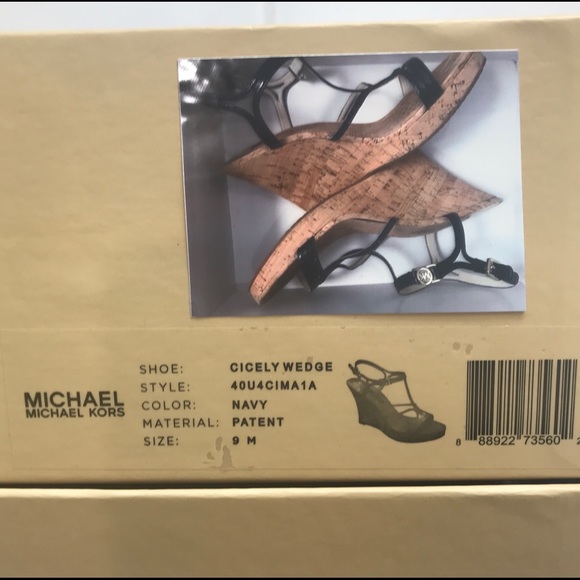 Michael Kors Cicely Wedge Navy Patent 9M - Picture 2 of 8